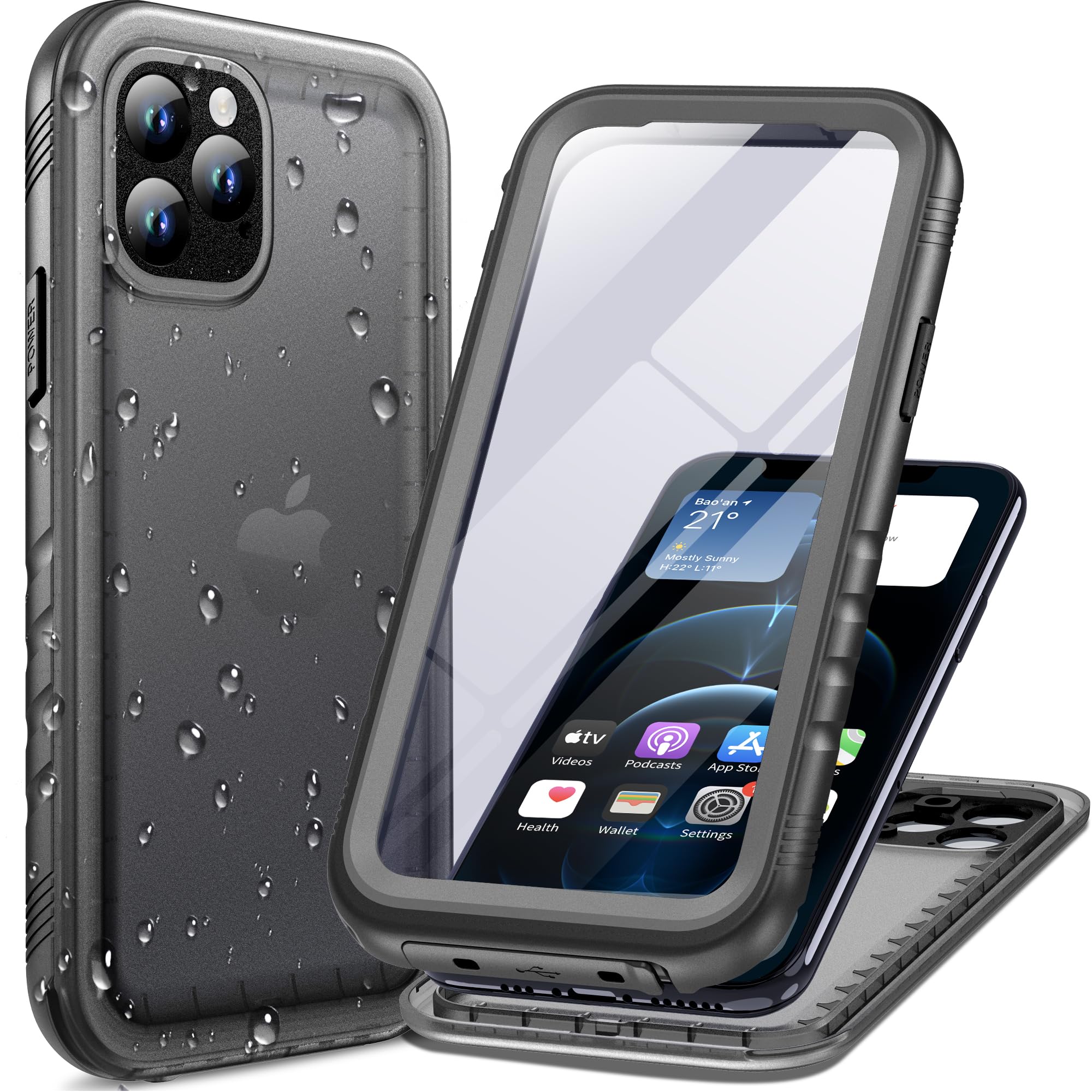 Cozycase for iPhone 12 Pro Max Waterproof Shockproof Case with Screen/Camera Protector - Unbreakable/Heavy Duty/Front and Back Cover【360 Full Body Protective】Underwater Dustproof Antishock Hard Bumper