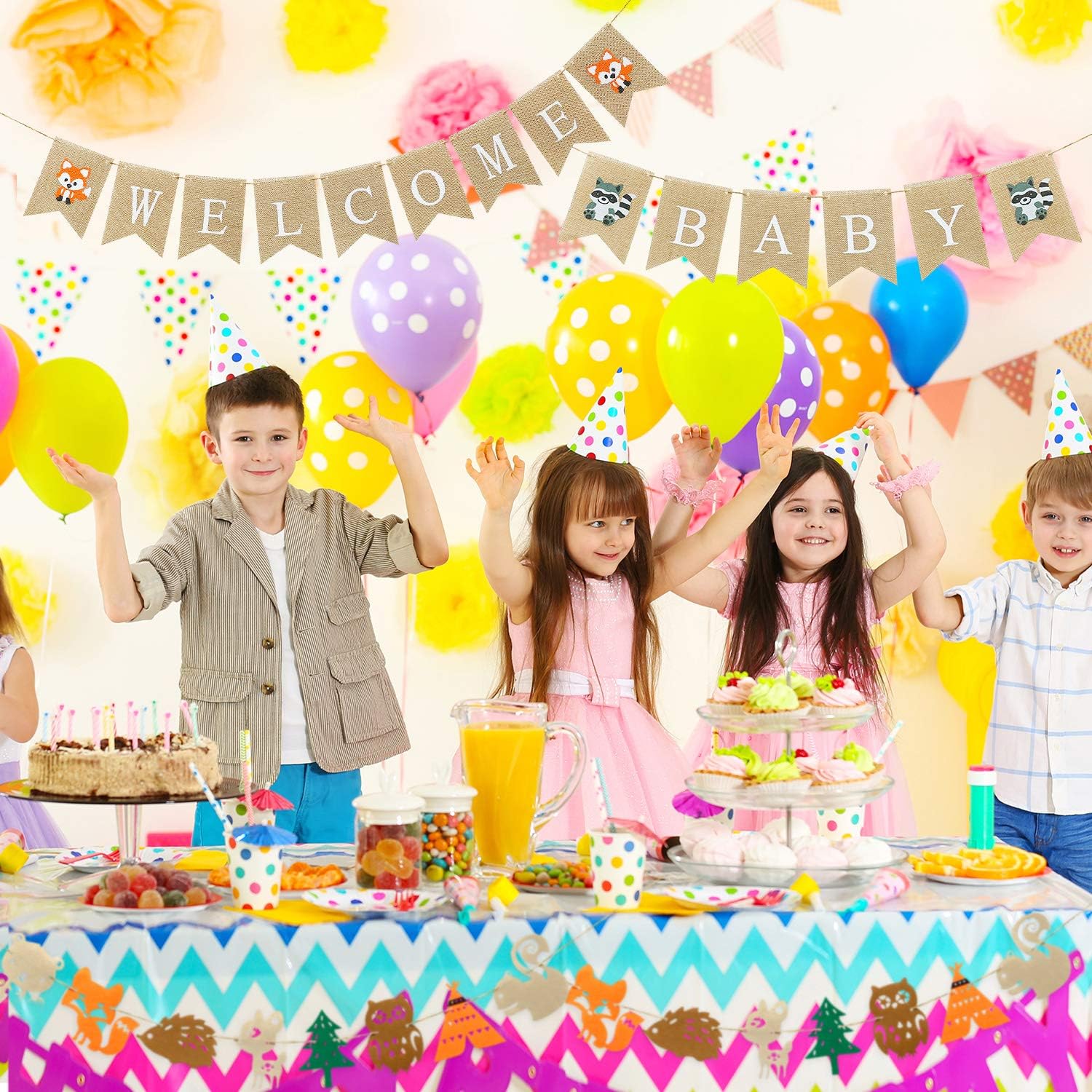 Decorations De Baby Shower De Bois Bannieres De Baby Shower De Bebe Garcon De Bois 2 Bannieres De Creatures De Bois Guirlande Damis Danimaux De Foret Renard Cerf 1 Banniere Welcome Baby