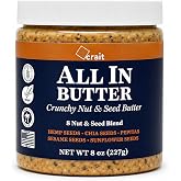 All In Mixed Nut and Seed Butter &ndash; 8 Whole Nuts &amp; Seeds Blend with Chia, Flax, Hemp &amp; Almonds &ndash; Perfect for Smoothies, Oatmeal &amp; Toast (8 Ounce)
