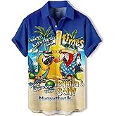 DADDYLOCO Men's Hawaiian Shirt,Ocean Print Shirt, Funny Short Sleeve Button Down,Regular Fit