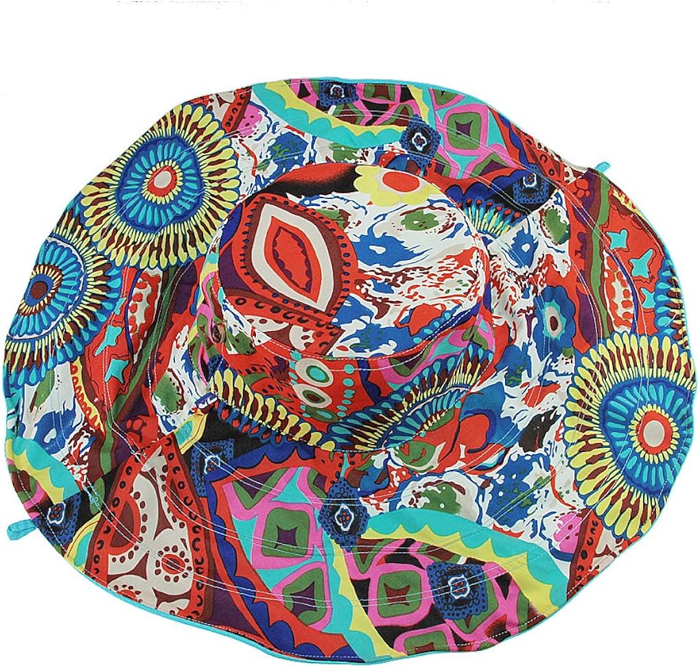 Women's Foldable Floppy Reversible Travel Beach Sun Visor Hat Wide Brim UPF 50+ Blue: Clothing