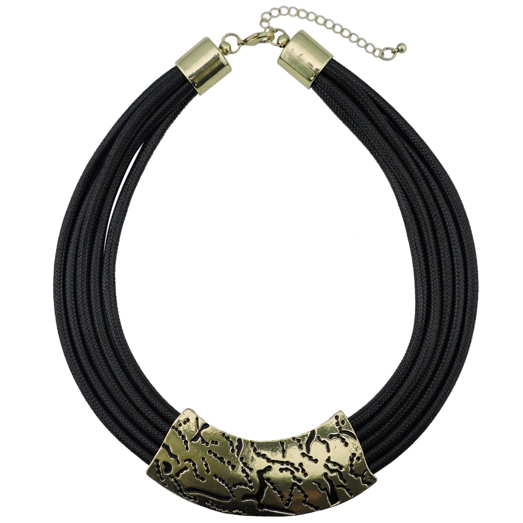 Bocar Antique Bronze Chunky Collar Necklace Alloy Multi Layer Metal Statement 18" Choker Collar Necklaces Chains (NK-10398-Antique Bronze) — image 1