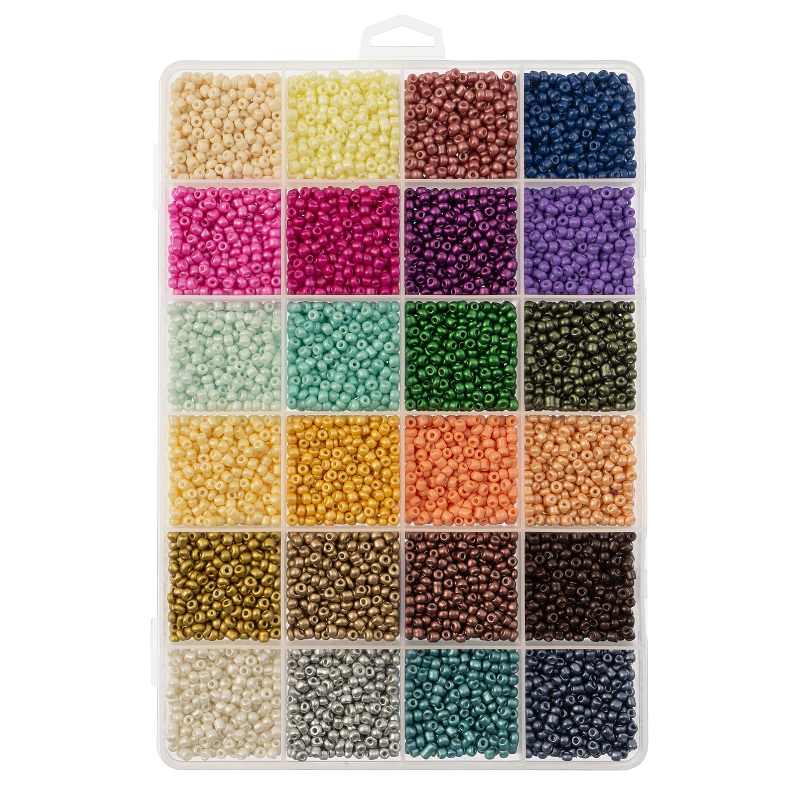 Photo 1 of 12500pcs John Bead Assorted Glass Seed Beads 8/0, 24 Metallic Mixed Colors Round Bead for DIY Crafts Jewelry Making Bead Box