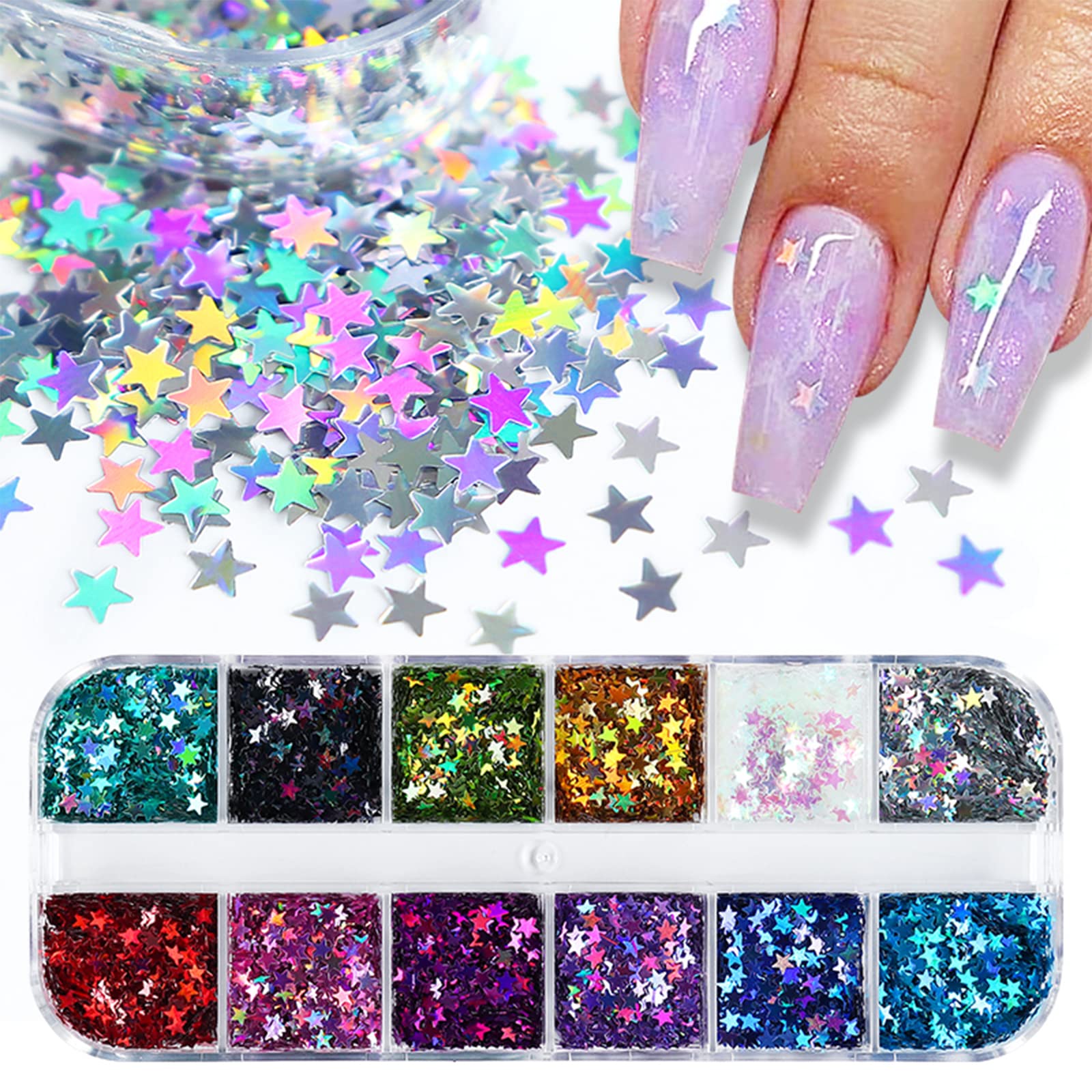 JMEOWIO Nail Charms Sterne Nail Art Dekoration Strasssteine Nägel Nageldesign Zubehör