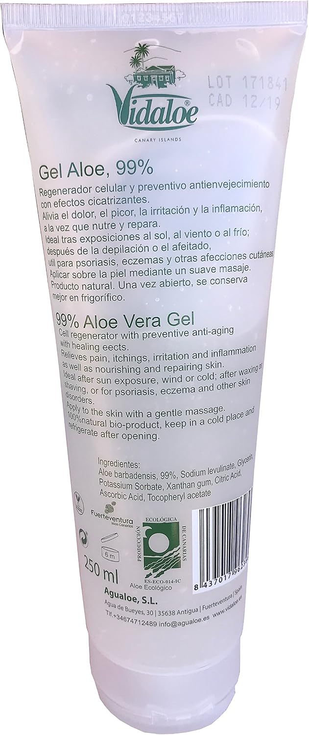 Vidaloe Aloe Vera Gel 99% Aloe Vera 250ml, 250 ml (Pack of 1) - Image 3