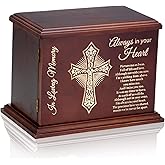Dobango Cremation Urns for Human Ashes Adult Male Female, Wooden Urn Box and Casket for Men Women, Burial Urns for Adult Human Ashes, Holds Up to 270 LBS, Walnut(Cross)
