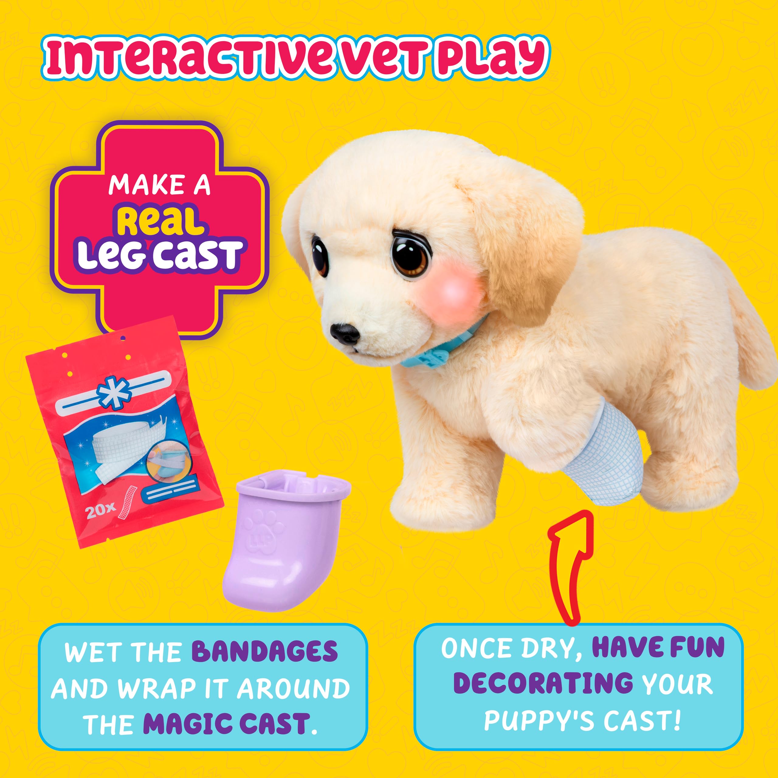 Little Live Pets Ouchies Cooper The Retriever Puppy, 50+ Sounds, Limping to Walking Puppy Toy with Vet Carrier, Interactive Toy Dog for Kids Ages 5+