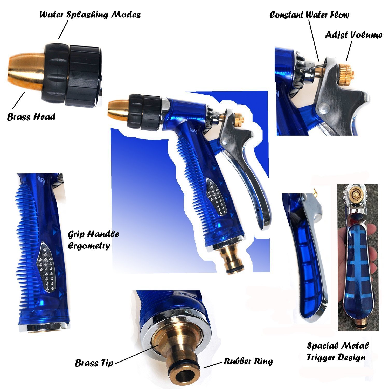 RAAYA GARDEN HOSE NOZZLE Heavy-Duty High-Pressure Flow Control - Equipped with Quick Connectors / Rubber Washer - Convenient Garden Watering and Car Washing – Maximum Satisfaction