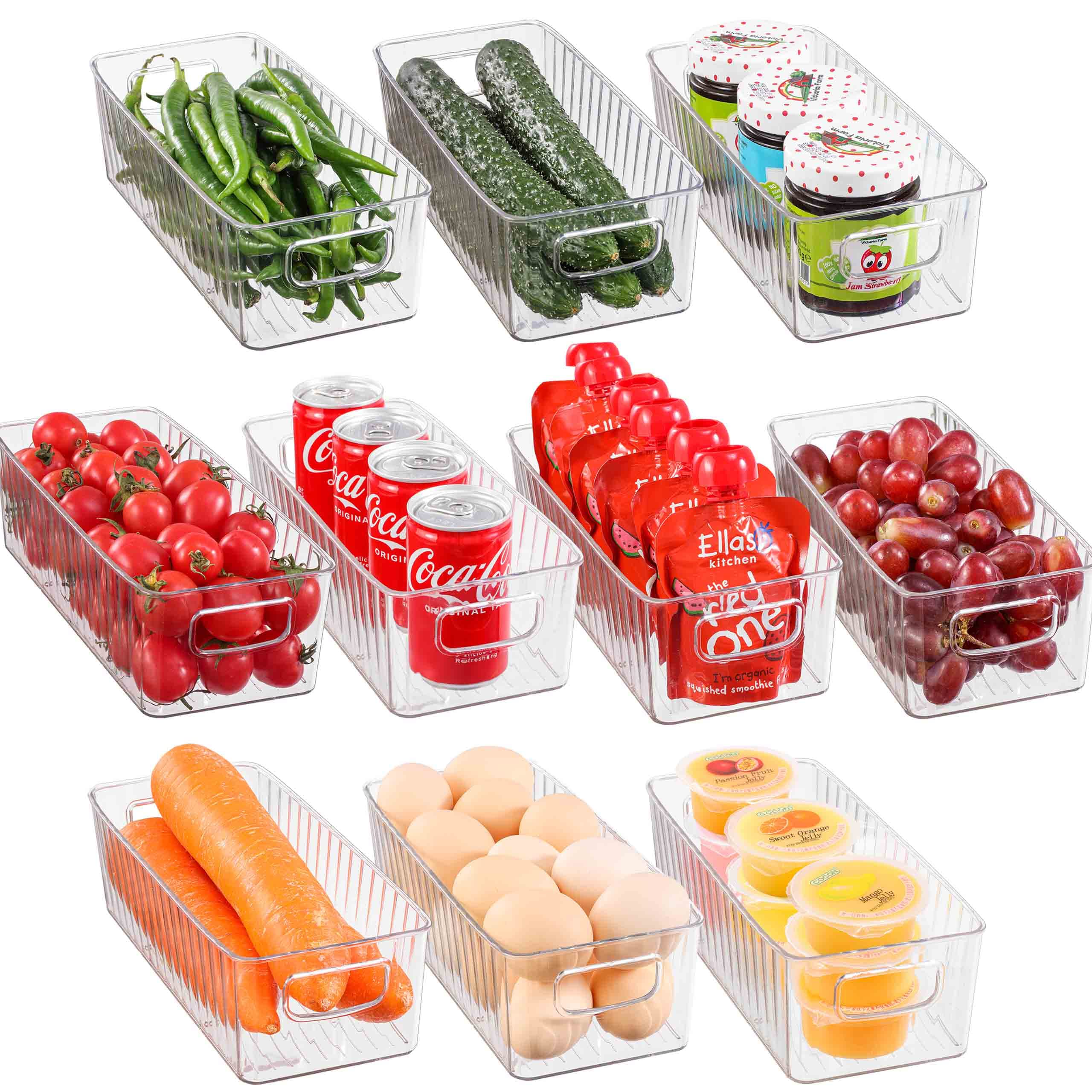 HNNJCK Fridge Organisers Set of 10, Clear Fridge Storage Containers, Multifunctional Kitchen Cupboard Organiser, Refrigerator Storage Bins for Freezer, Pantry, Cabinet - BPA Free