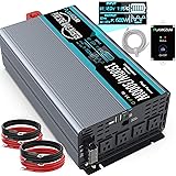 FLAMEZUM 1500W Pure Sine Wave Power Inverter DC 12v to AC 110v-120v Peak Power 3000W with 4.8A Dual USB Ports 3 AC Outlets an