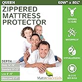 Zippered Queen Mattress Protector (8"-10" Depth) - Bed Bug Waterproof Mattress Cover, Premium Quality Hypoallergenic Encaseme