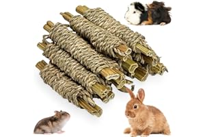 Fhiny 12 PCS Rabbit Chew Sticks, Natural Papaya Wood Seagrass Guinea Pig Chew Toys for Teeth Small Animal Molar Sticks Snacks for Bunny Guinea Pig Chinchilla Ferret Hamster Gerbil Dental Care