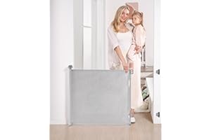Likzest Retractable Baby Gate, Mesh and Pet Gate 33/'' Tall, Extends up to 55/'' Wide, Child Safety Gates for Stairs Doorways Hallways, Dog Cat Indoor Outdoor (Gray), 6*18, SH20.006DC