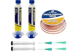 ESSMETUIN No Clean Soldering Flux Paste & Solder Wick, Desoldering Wick 10Ft Braid for Remover Solder Solder Flux for Electronics Soldering 10cc/Bottle(2PACK)