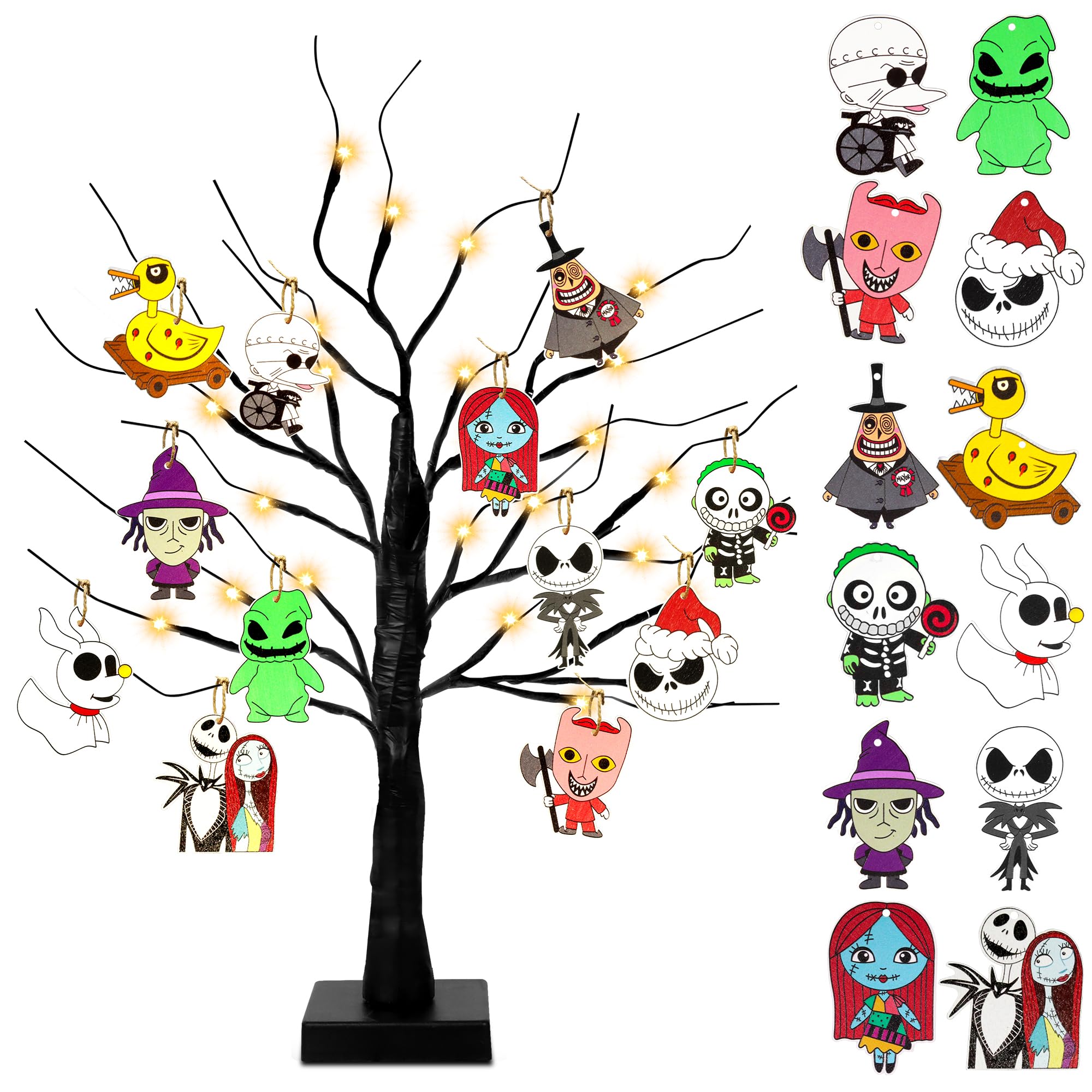 Photo 1 of [Timer] Before Christmas Decorations, 24 Inch Halloween Tree Christmas Tree with Lights & Hanging Ornaments, USB/Battery Operated Table Decorations for Home Party Decor