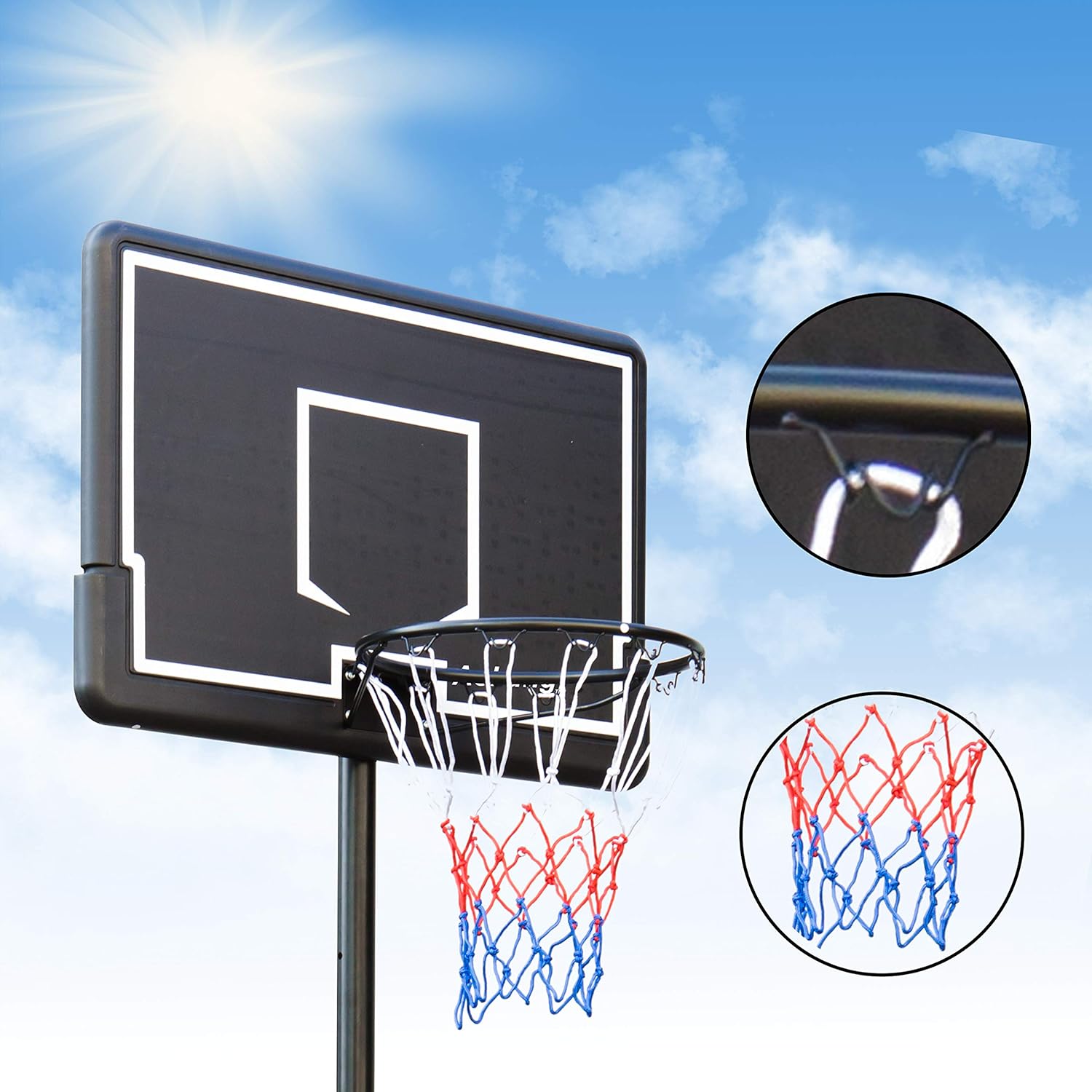 aokung Portable Basketball Hoop & Goal Basketball System Height Adjustable 6.2-8.5ft with 42 Inch Backboard and Wheels for Youth Kids Indoor Outdoor Use : Sports & Outdoors