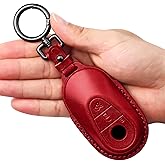 Tukellen for Mercedes Benz Leather Key Fob Cover with Keychain Compatible with 2020-2025 Mercedes Benz S-Class G-Class E-Class Smart Remote, Genuine Leather for Mercedes Benz Key case-Red