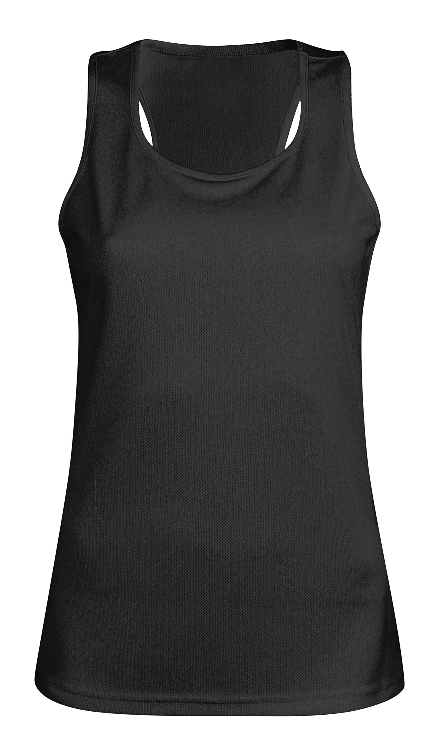 MKR Womens Quick Dry Breathable Sports Running Jogging Fitness Yoga Gym Vest Top - Black L (14)
