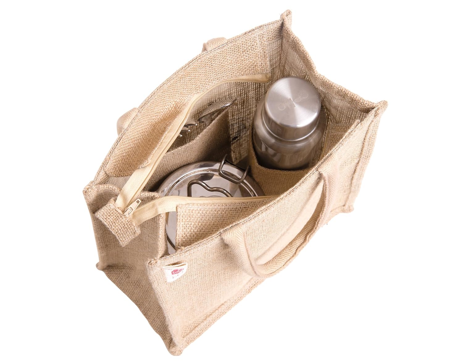 h&b unisex jute waterproof multipurpose bag with zip (maroon)