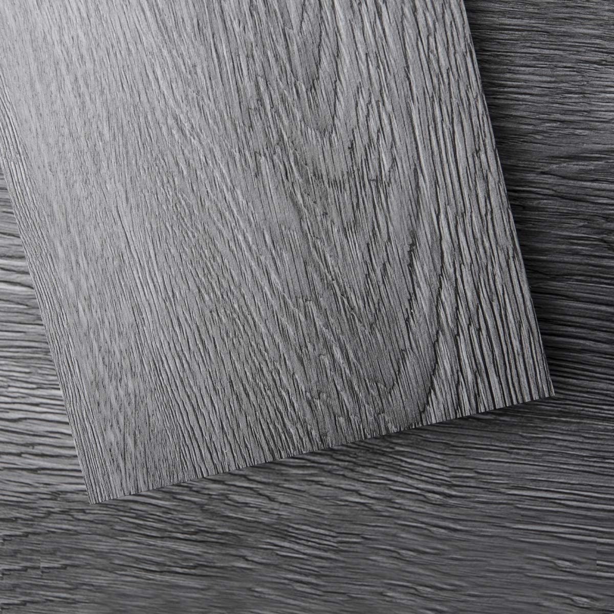 Art3d Peel and Stick Floor Tile Vinyl Wood Plank 12-Pack 18 Sq.Ft, Deep Gray, Rigid Surface Hard Core Easy DIY Self-Adhesive Flooring Image