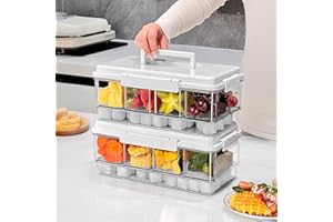 EANPET 2Pack Chilled Condiment Caddy with 4 Containers 4 Lids Fruit Serving Tray Platter with Handle Portable Snackle Box Organizer Server with Ice Pack for Mimosa Bar Supplies,Salad,Taco,Party Garnish,White