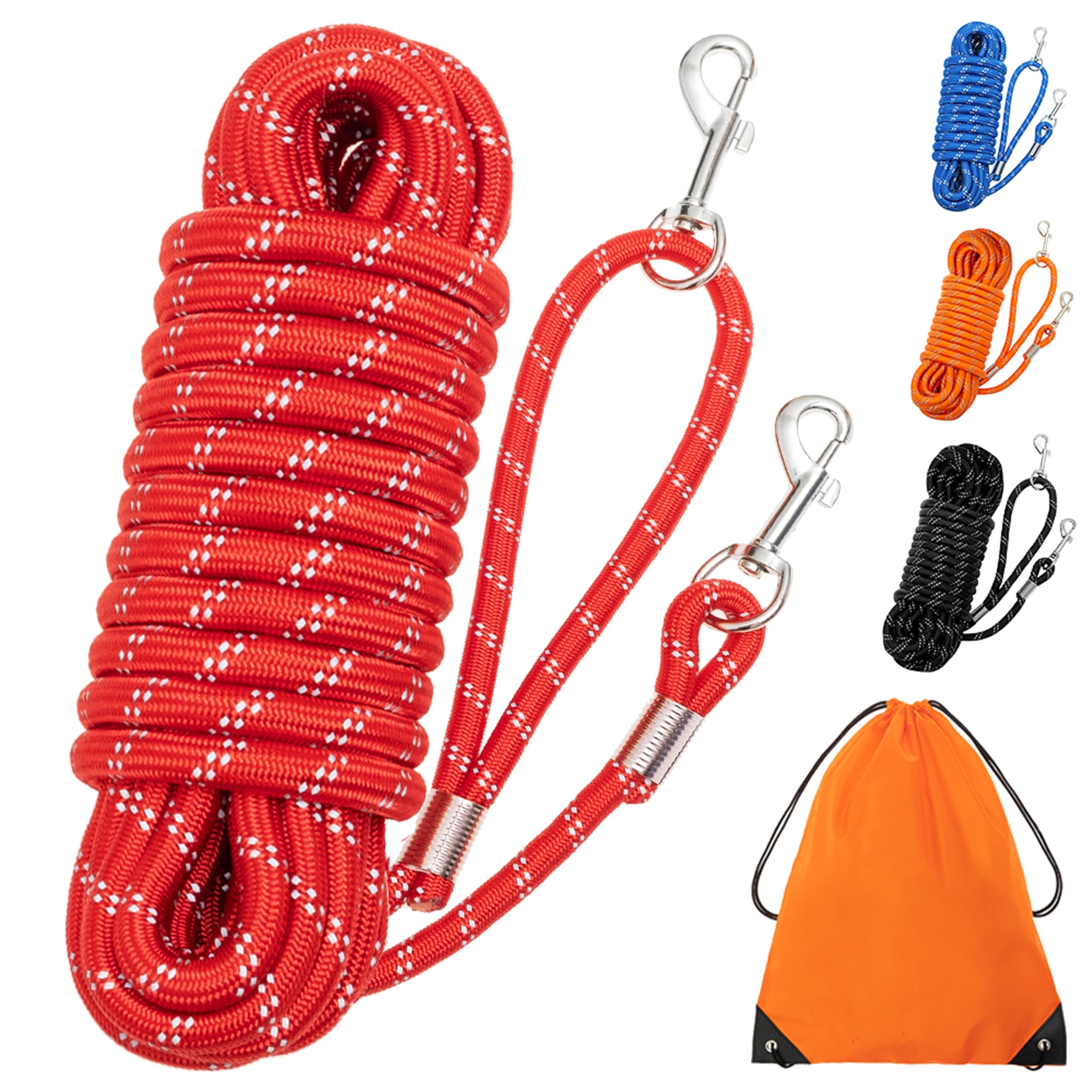 Segzwlor Long Dog Leash - 30ft, 50ft Reflective Training Heavy Duty Rope Pet Leash for Small, Medium, Large Dogs - Nylon Dog Lead Check Cord for Walking, Hunting, Camping, Running Outdoor