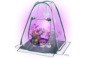 Meonum Mini Greenhouse with 10W 200 LED Grow Light Bulbs for Indoor, 27" x 27" x 30" Pop Up Small Greenhouse Cover with Bottom Waterproof Bottom Mat for Indoor Outdoor Plants Seed Starting