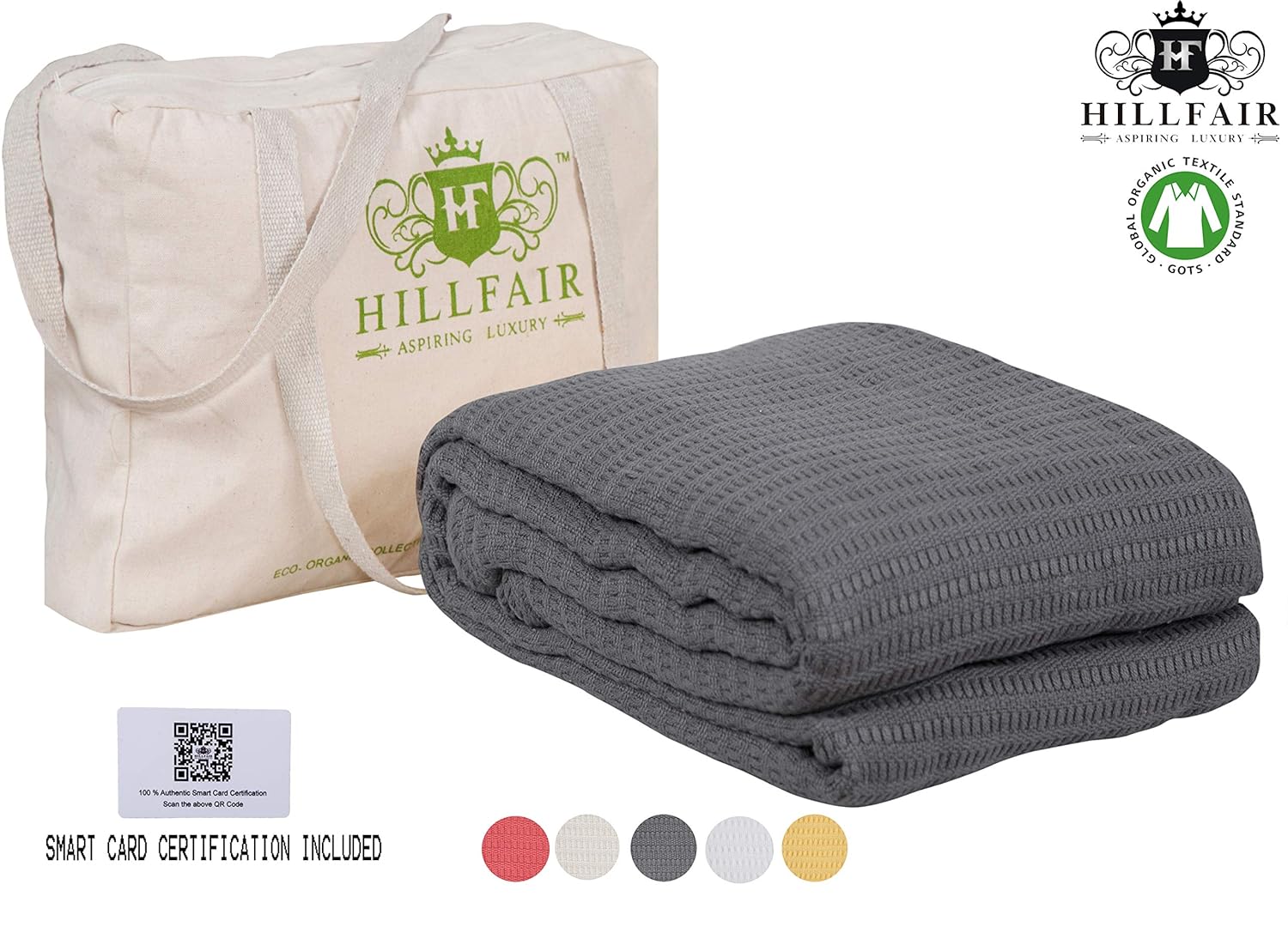 HILLFAIR 100 Certified Organic Cotton Blankets Queen Size