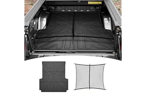 HUYINPJ Truck Bed Mat and Net Compatible with 2020-2025 Jeep Gladiator 5FT Truck Bed Replacement, Truck Net TPE Cargo Bed Liner All Weather Cargo Mat for Jeep Gladiator Accessories