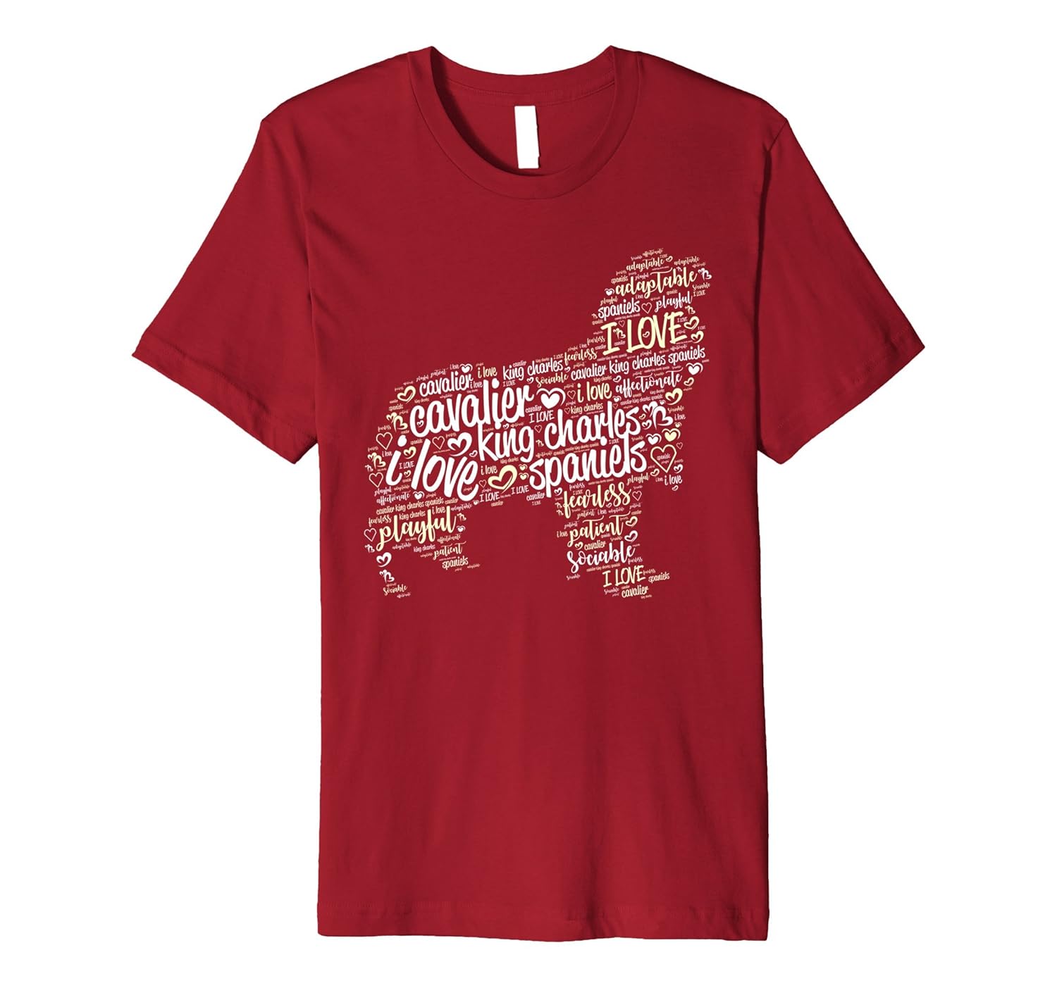 I Love Cavalier King Charles Spaniels - Word Cloud T Shirt 2-ANZ