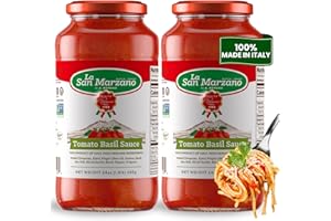 La San Marzano Tomato Basil Sauce, 24 oz, Pasta Sauce Made in Italy, All Purpose Tomato Premium Quality, All Natural, Mediterranean Diet, Non GMO, Vegan, Gluten Free