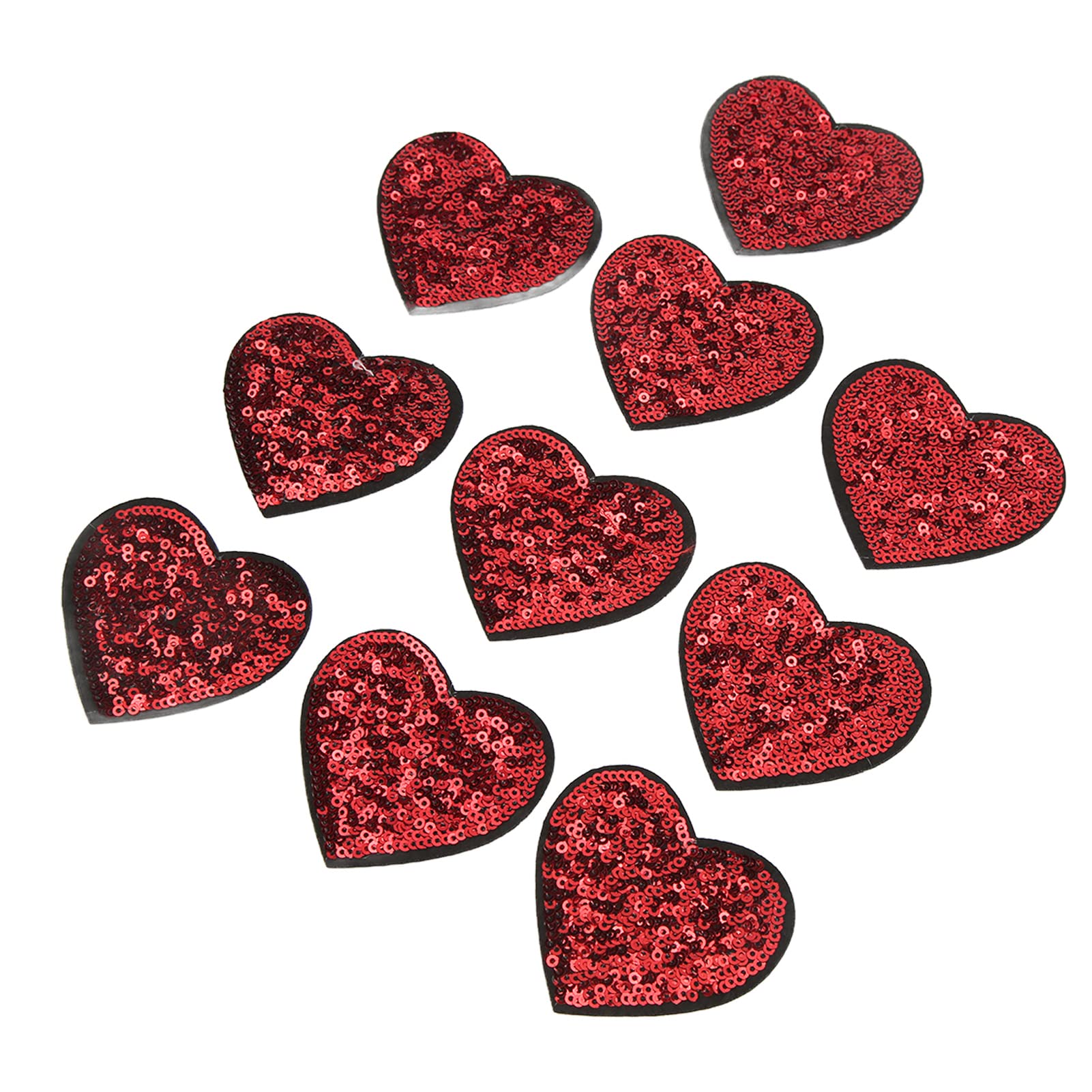 TOPINCN 10 Pcs Heart Sequins Patches Sewing DIY Crafts, Red Heart Patch for Clothing DIY Appliques Patches Decorating Wedding Dresses Gifts Bags Heart Sequin Patches