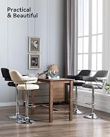 HNNHOME Modern Emper Padded Swivel Faux Leather Bar Stool Cream view 2