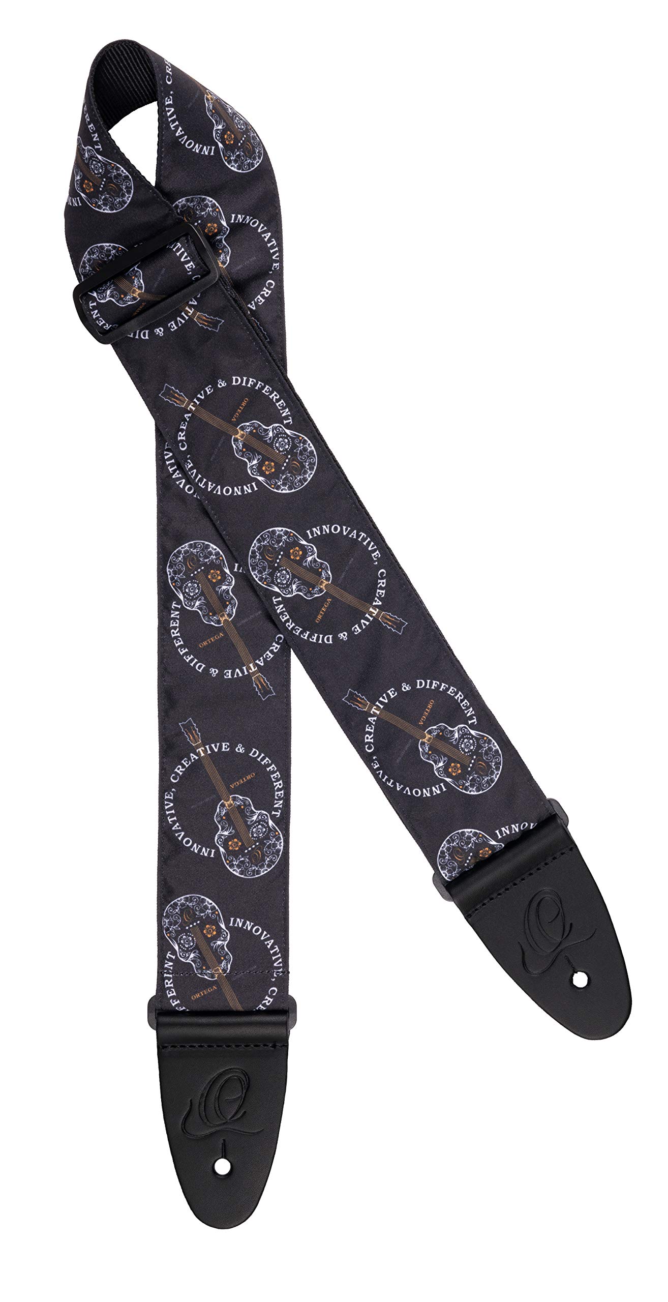 ORTEGA Nylon Guitar Strap - Black Skull 65mm (OSN-65SKBK)