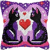 Couple Cats Valentine Latch Hook Kits for Adults