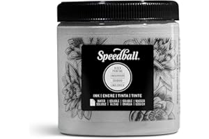 Speedball 3814 Water Soluble Block Printing Ink – Bold Color With Satin Finish AP Non-toxic 8 Fl. Oz., Silver