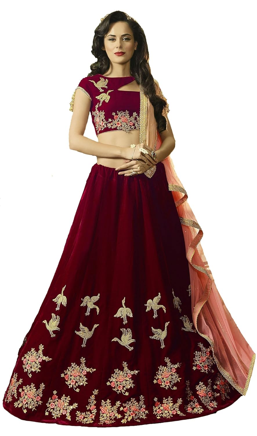 lovisa fashion women's blackberry maroon velvet choli (pankhidamaroon_maroon_semi-stitched_choli)