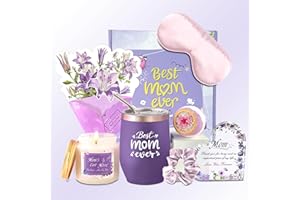 Neekiko Gifts for Mom, Unique Mothers Day Gift Idea, Purple Lavender Relaxing Spa Get Well Soon Gift Basket Set for Mom, Mom 