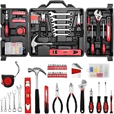 TLGREEN 147-Piece Small Tool Kit with Storage Case, Red | Home Repair Tool Kit with Screwdrivers, Wrench, Pliers And Utility Knife; Maintenance And Roadside Tasks in One Case