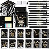 Kosiz 36 Sets/72 Pcs Christian Gifts Bulk Inspirational Prayer Journal Christian Scripture Notebook with Bible Pen Religious Valentines Church Gift for Women Men Bible Study (Light,Black Gold)