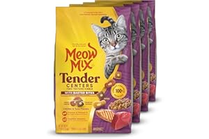 Meow Mix Tender Centers Basted Bites Dry Cat Food, Chicken & Tuna Flavor, 3 Pound (Pack of 4), Crunchy Outside Meaty Inside