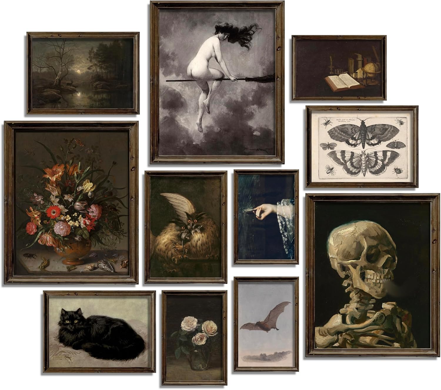 Wall Décor - Waschbar Dark Academia Room Decor - Gothic Home Decor, Halloween Decor, Victorian Decor, Witchy Gallery Wall Art for Dorm Bedroom (UNFRAMED)