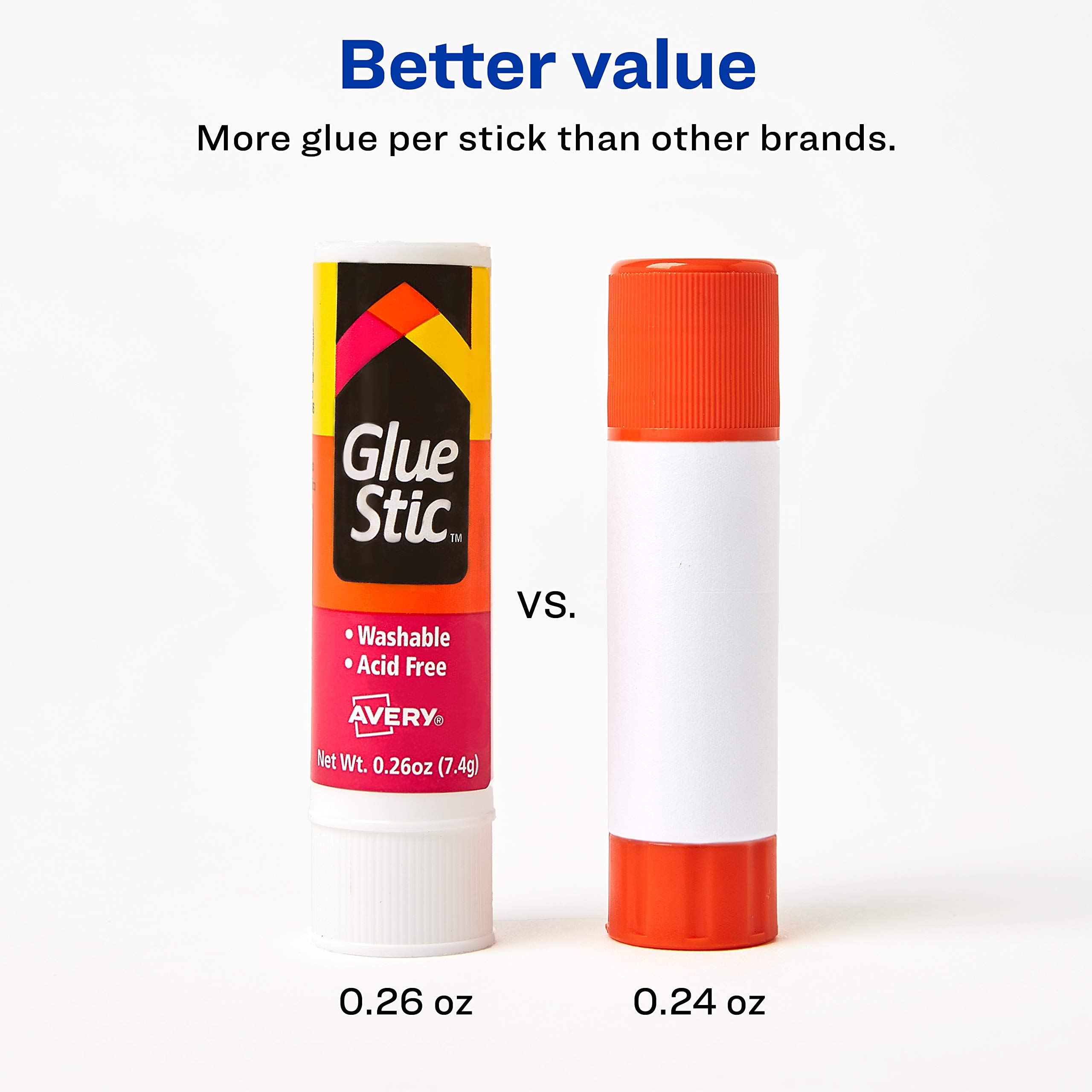 Avery Glue Stick White, Washable, Non-Toxic, 0.26 Oz. Permanent Glue Stic, 2pk (00171)