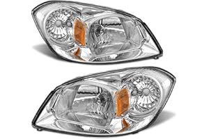 ADCARLIGHTS for 2005 2006 2007 2008 2009 2010 Chevy Cobalt Headlight Assembly compatible with 07-09 Pontiac G5 / 05-06 Pursuit Clear Lens Chrome Housing Amber Reflector Headlamp Replacement Pair