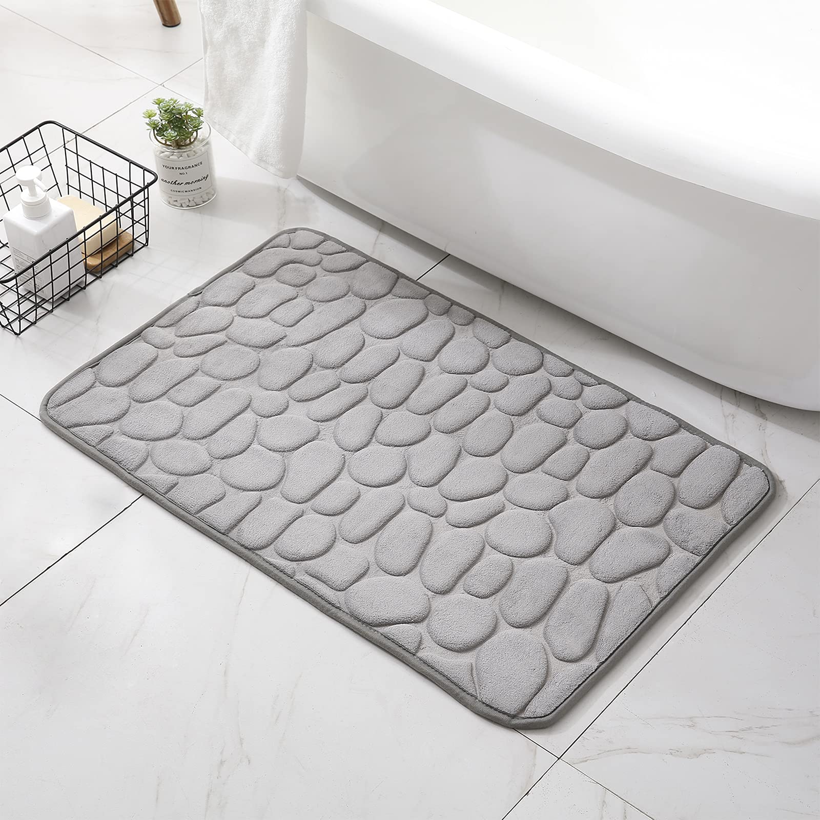 Decorus Memory Foam Bath Mat Non-Slip Bathroom Rug Super Absorbent Bath Mats Machine Washable Cuddly Bath Mat