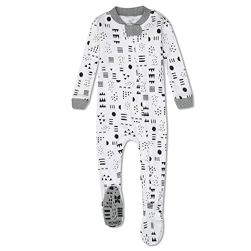 HonestBaby Non-slip Footed Pajamas One-piece Sleeper Zip-front Pjs 100% Organic Cotton for Baby Boys, Pattern Play, 24 Months