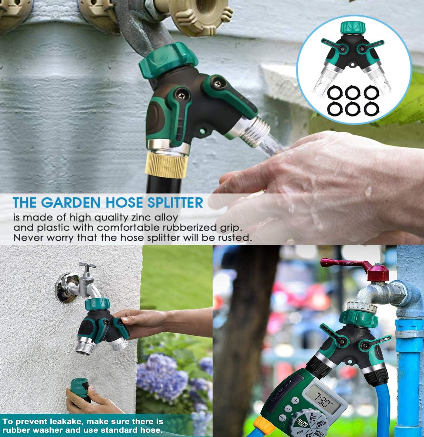 50 FT Expandable Garden Hose, Upgraded Leakproof Flexible Water Hose，With 9 Function High-Pressure Spray Nozzle and 4-Layers Flex Strong Latex, With 3/4" Hose Splitter for Watering and Washing: Home Improvement