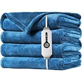 LaffyLo Electric Heated Blanket Full Size 72"x 84", Flannel for Bed, Sofa and Couch, ETL Certified, 4 Heat Settings, 1-10H Timer, Overheat Protection, Machine Washable, Teal