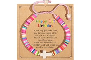 Drogomen 1-13 Year Old Birthday Gifts for Her Cross Charm Bracelet with Birthday Greeting Card Cute Birthday Christmas Jewelry Gifts for Daughter Granddaughter Niece Teens