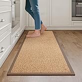 YDKGL Kitchen Rugs Non Slip Washable, Super Absorbent Kitchen Mats for Floor, Rubber Backing Jute-Like Braid Kitchen Sink Mat Runner Rug Standing Floor Mat, Easy to Clean, Brown 17"x47"